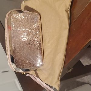 Burberry pink sequin cosmetic bag